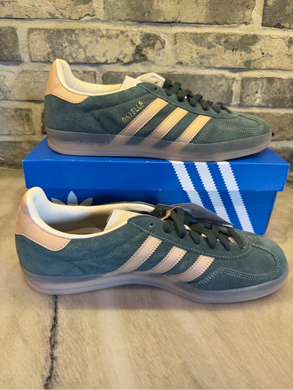 adidas Gazelle Suede Sneakers in Teal and Pale Pink